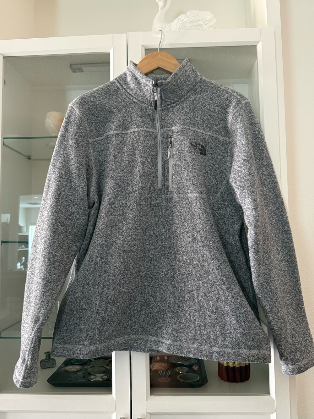 The North Face Men's Heather Gray Half-Zip Fleece Pullover